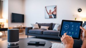 Sisteme smart home moderne în interiorul unei case.