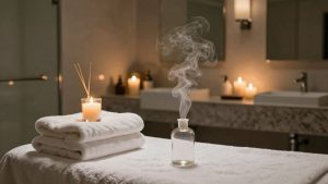 Baie transformată în spa cu lumină și mirosuri.